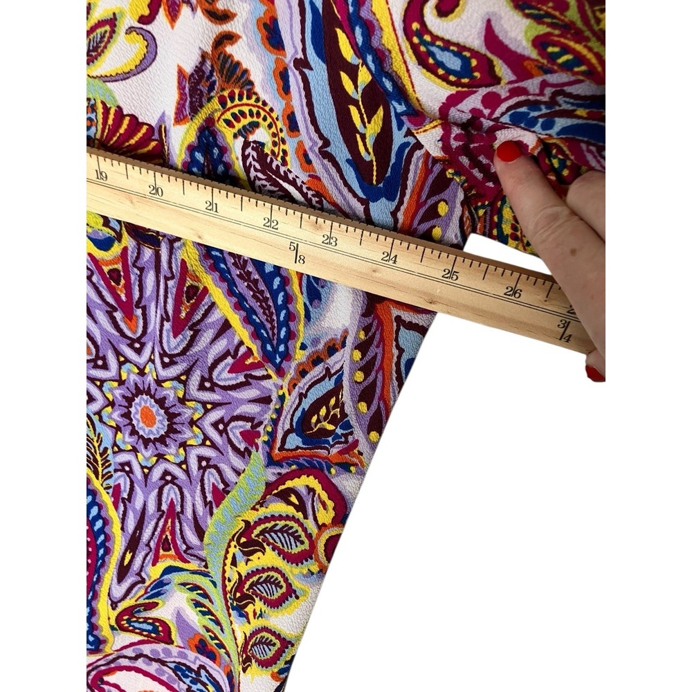 Fig And Flower Blouse Women's 2X Boho‎ Peasant Paisley Artsy Tunic Top Roll Tab - Picture 10 of 11